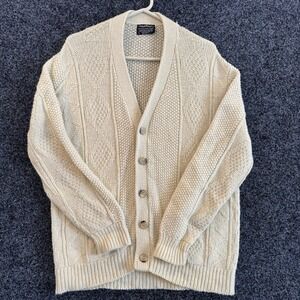 Royal Knight Cardigan Sweater Knit Cream Large Button Down Rockabilly USA VTG